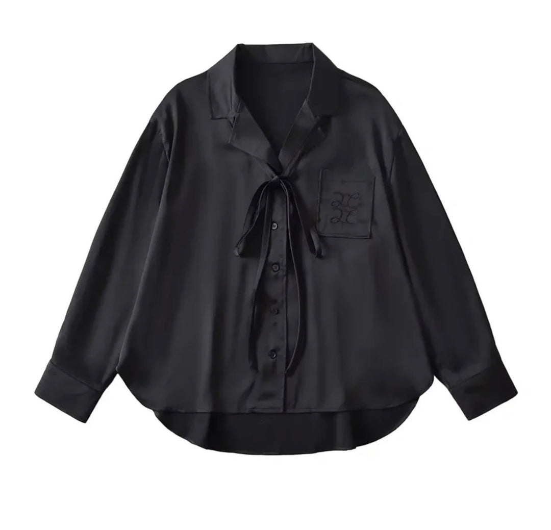 Levoire | Blouse Avec Col À Nœuds Et Poche Poitrine Noir Taille unique