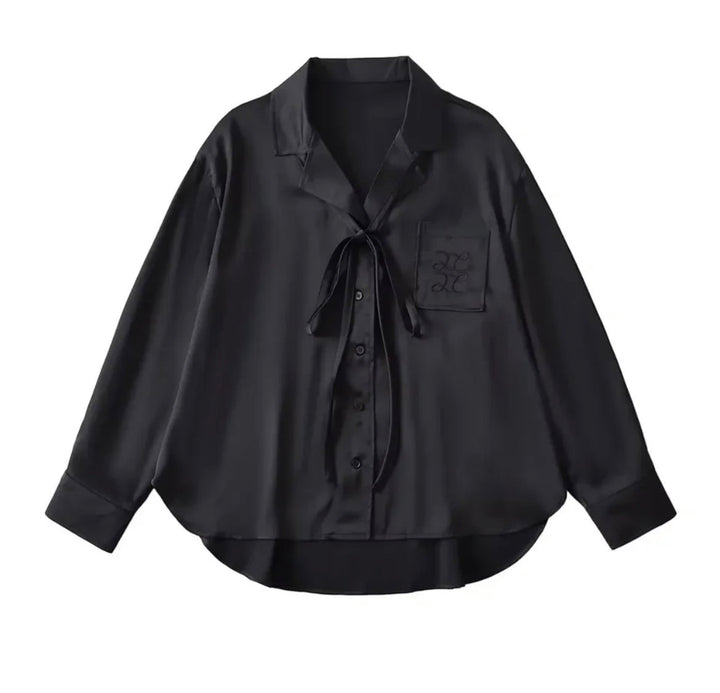 Levoire | Blouse Avec Col À Nœuds Et Poche Poitrine Noir Taille unique