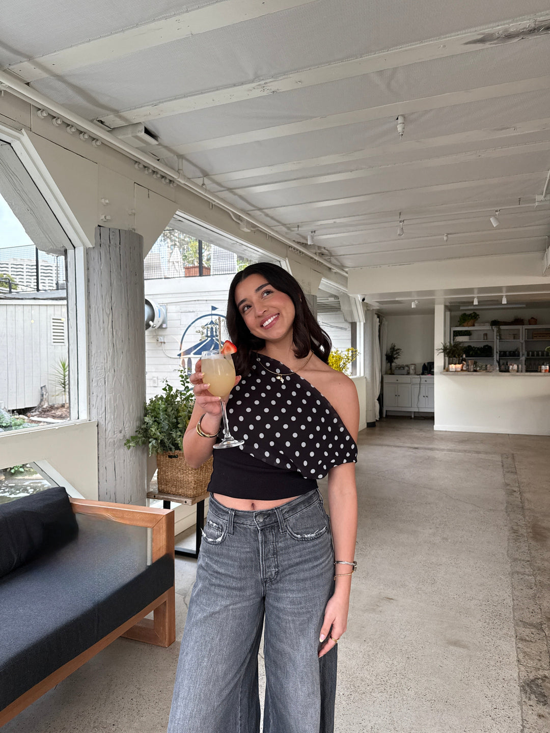 Levoire | Top À Pois Amusant & Chic Noir Blanc