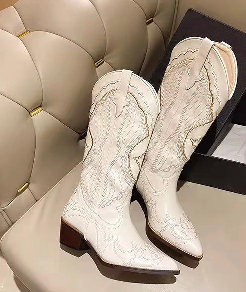 Levoire | Bottes Western Blanches En Cuir