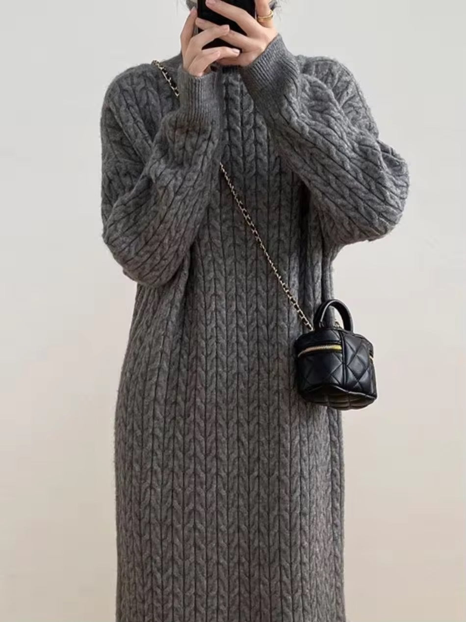 Levoire | Robe En Tricot À Motif De Torsade Gris Taille unique
