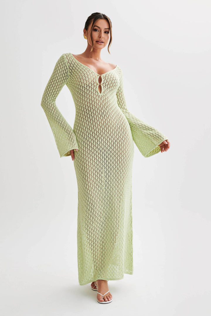 Levoire | Robe Maxi À Manches Cloche En Crochet Queue De Poisson