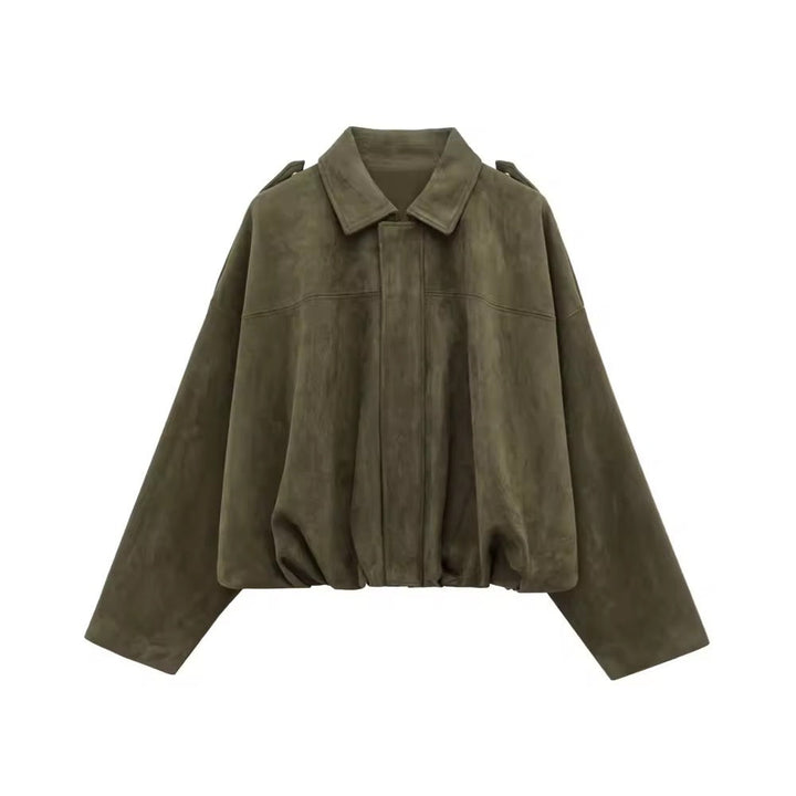 Levoire | Grande Taille Veste Bomber En Daim Khaki