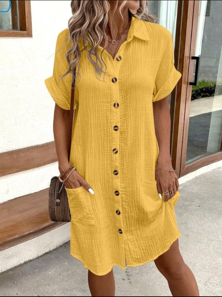 Levoire | Robe En Lin Élégante Et Décontractée Jaune