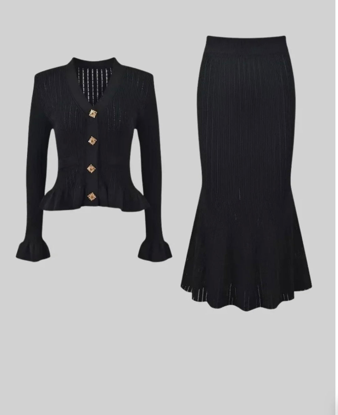 Levoire | Robe En Tricot Avec Boutons En Perles Noir S