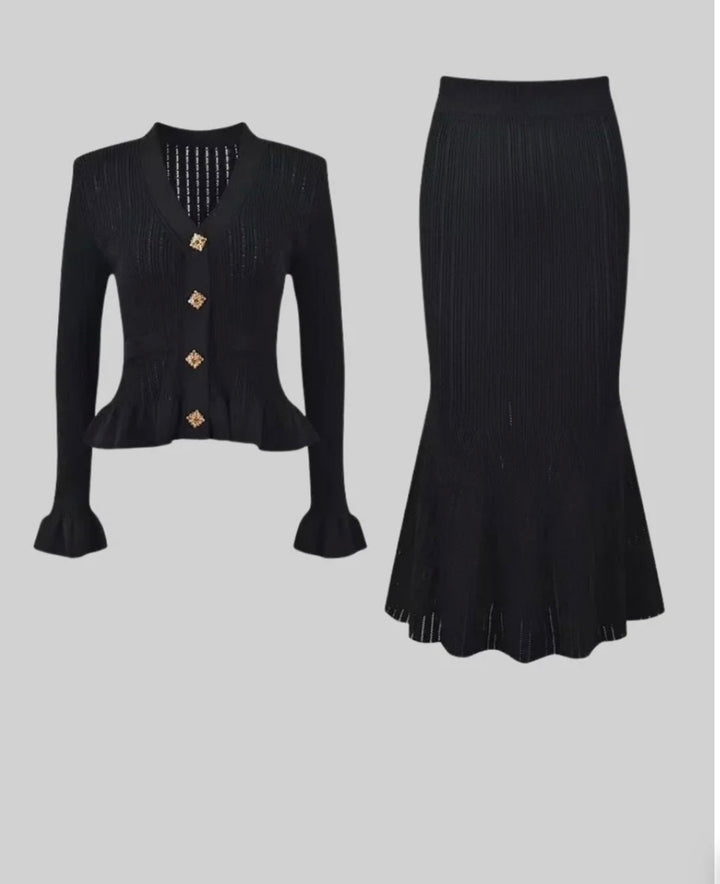 Levoire | Robe En Tricot Avec Boutons En Perles Noir S