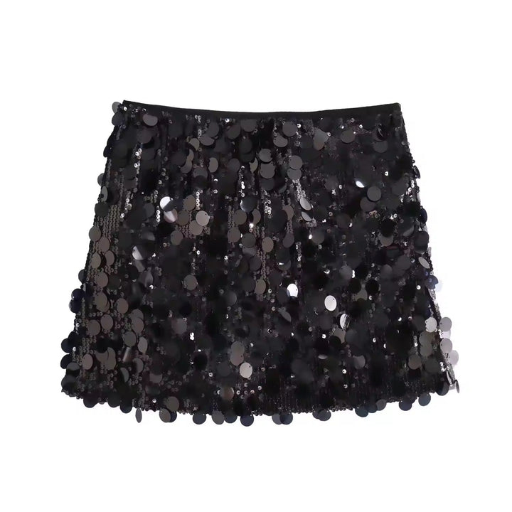 Levoire | Jupe Mini En Sequins Argentés Noir