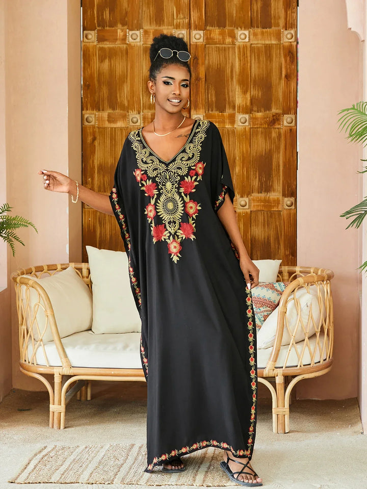 Levoire | Kaftan Léger Robe Noir Une taille