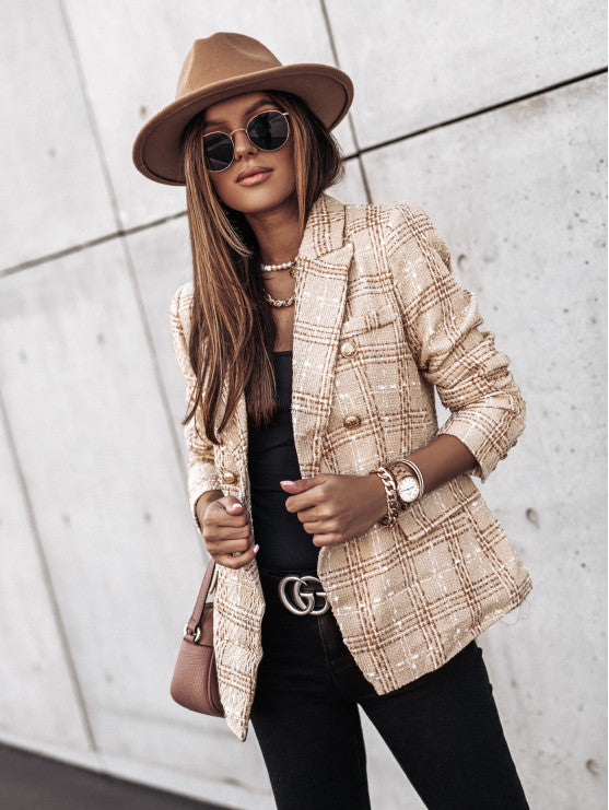 Levoire | Blazer Élégant Avec Manches Longues Et Imprimé Khaki