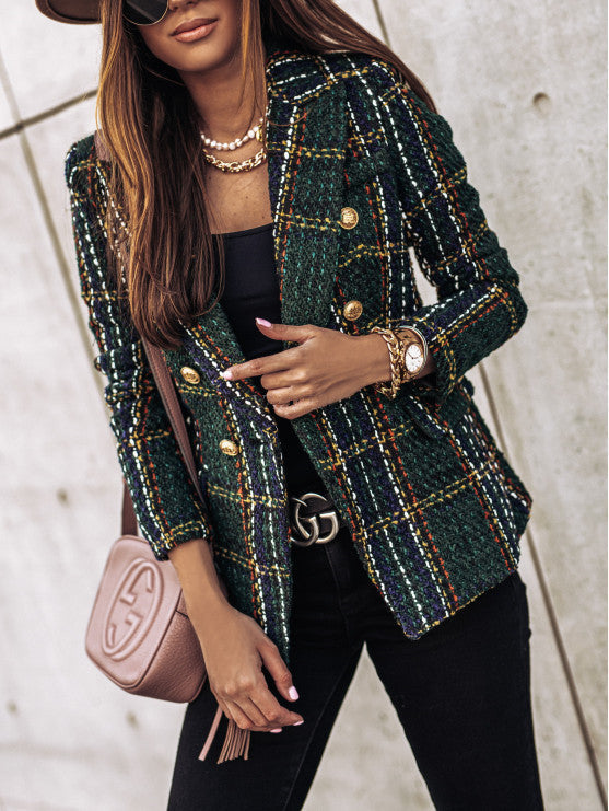 Levoire | Blazer Élégant Avec Manches Longues Et Imprimé Noir et vert