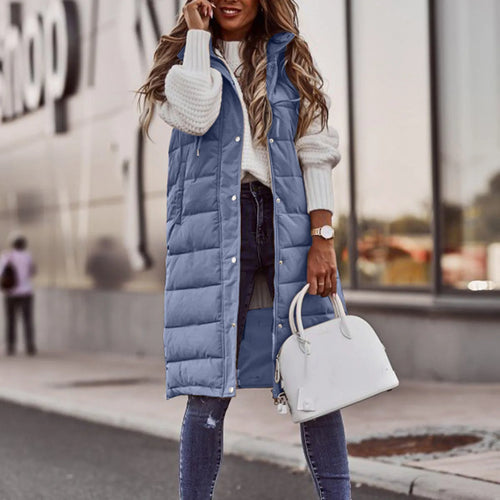 Levoire | Manteau Sans Manches Matelassé Long Avec Capuche Pour Femmes