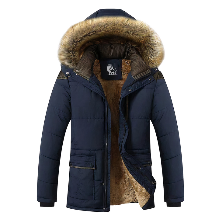 Levoire | Parka avec Doublure Douillette et Capuche Amovible pour l'Hiver Bleu foncé