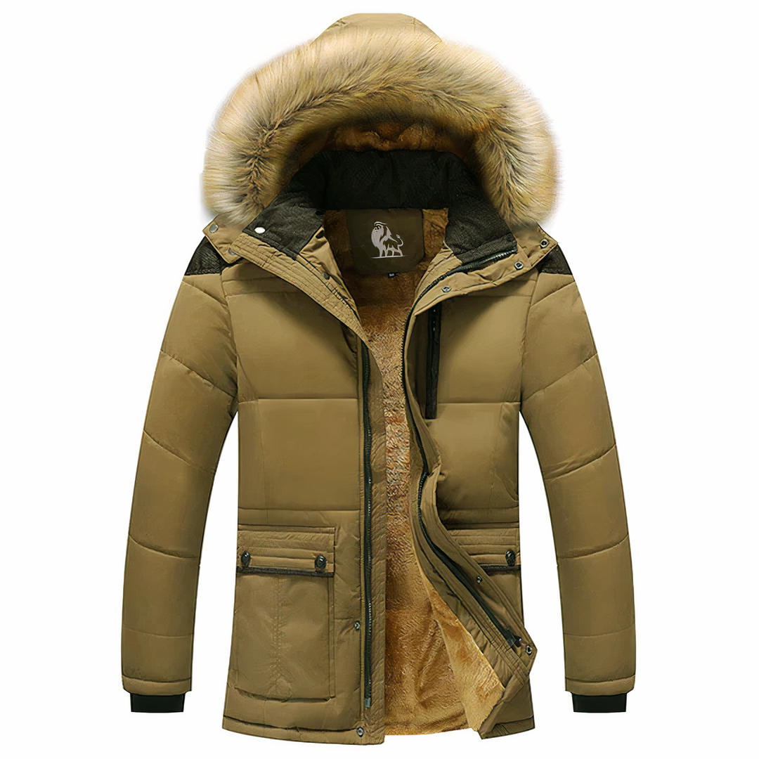 Levoire | Parka avec Doublure Douillette et Capuche Amovible pour l'Hiver Kaki