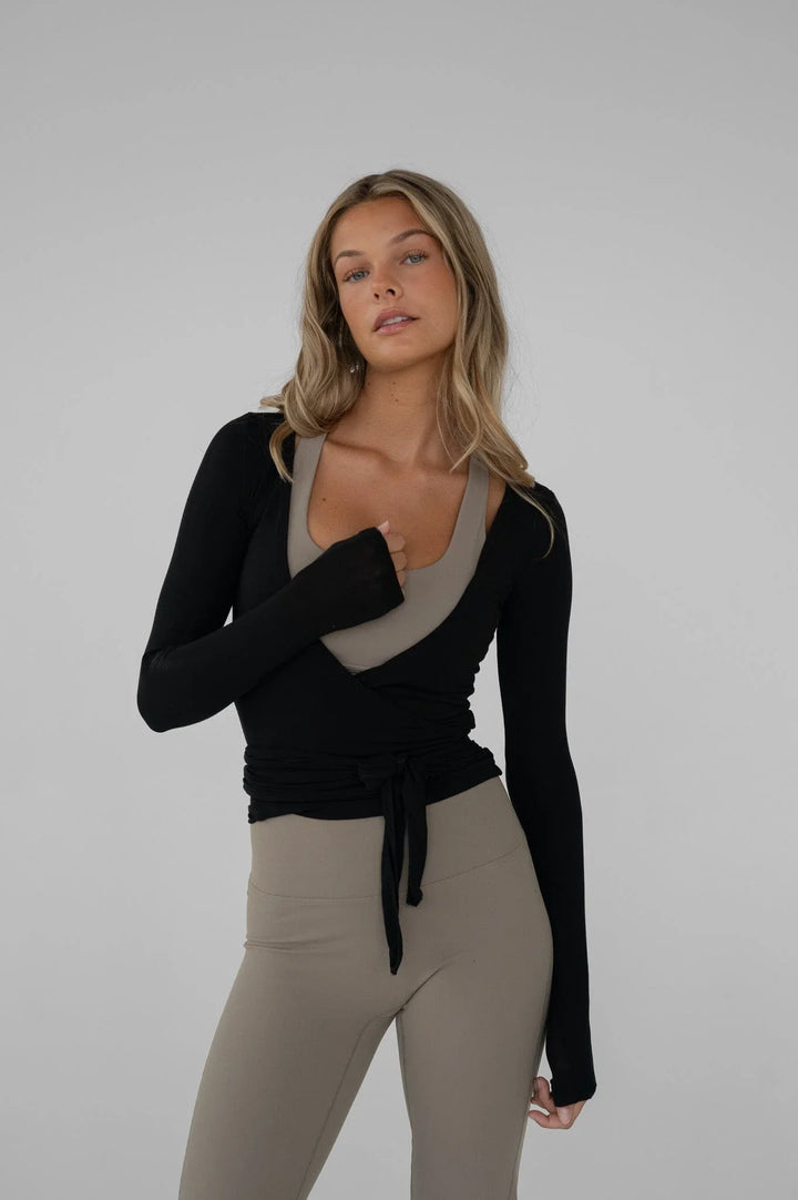 Levoire | Blouse Wrap Élégante Pour L'Été NOIR