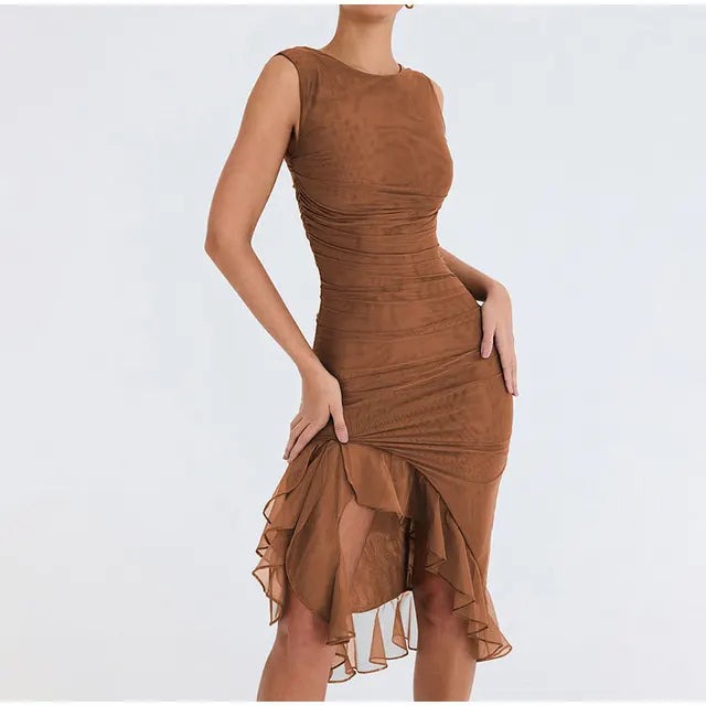 Levoire | Robe Élégante Avec Col En Tire-Bouchon Braun