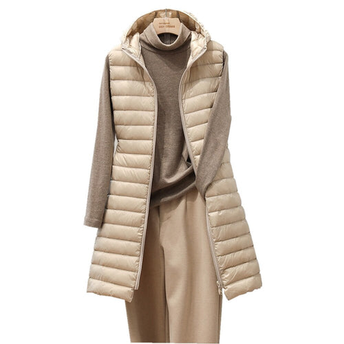 Levoire | Chic Long Gilet With Hood For Women