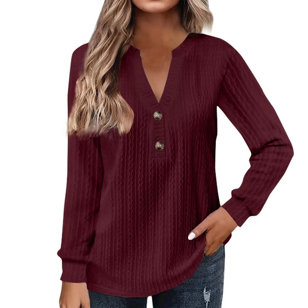 Levoire | Simple Doublé Avec Bouton Chemisier Femme À Manches Longues Rot