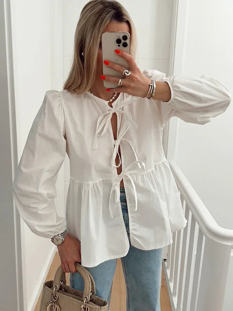 Levoire | Chemise Détail Nœud Blanc