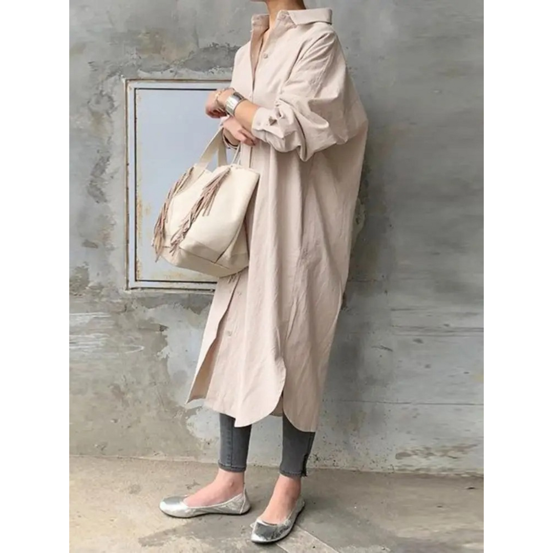 Levoire | Robe Blouse Longue Unie Avec Col Brun clair