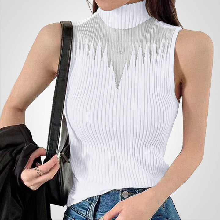 Levoire | Top En Tricot Transparent Court, Avec Décolleté Blanc Une taille