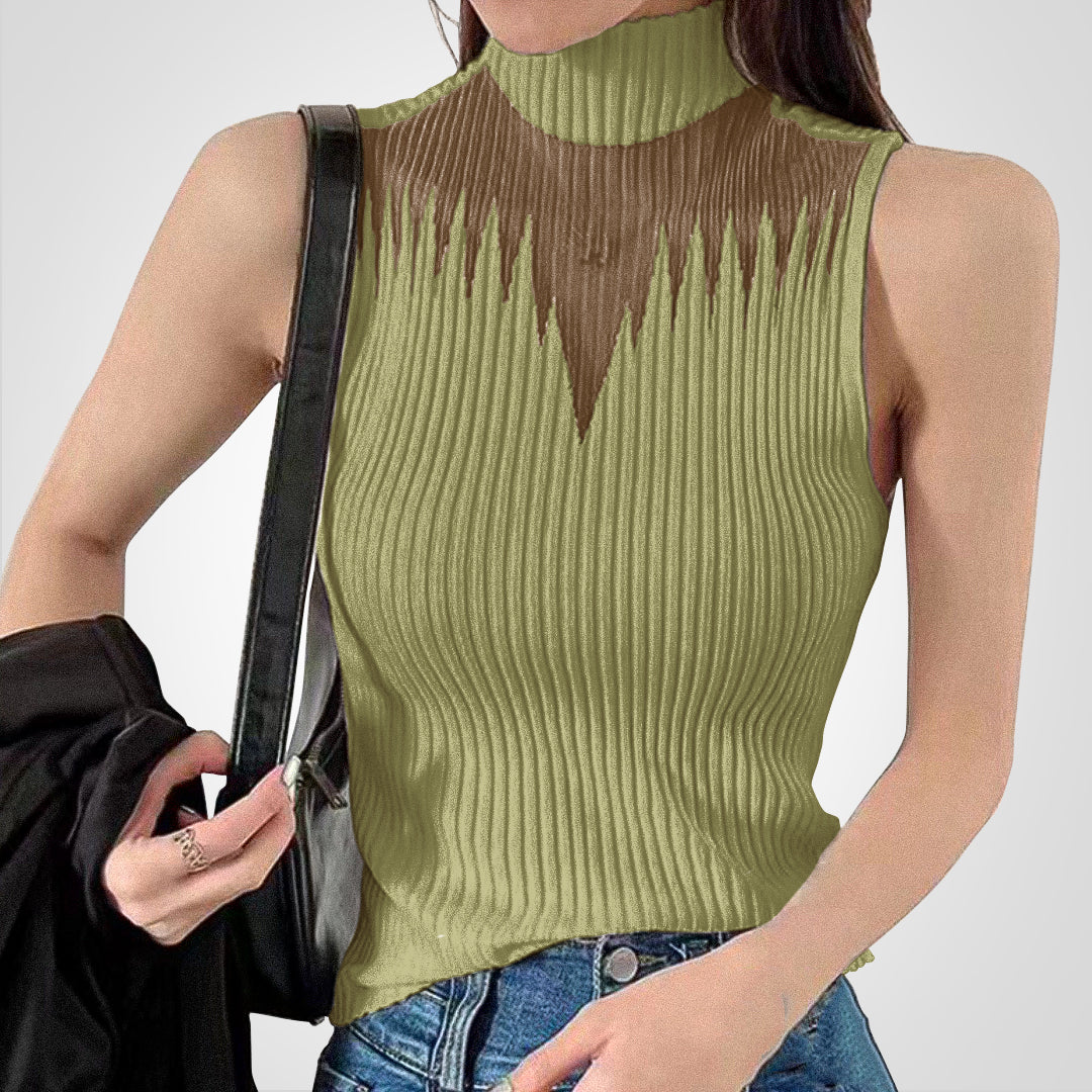 Levoire | Top En Tricot Transparent Court, Avec Décolleté Vert Une taille