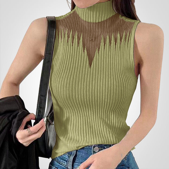 Levoire | Top En Tricot Transparent Court, Avec Décolleté Vert Une taille