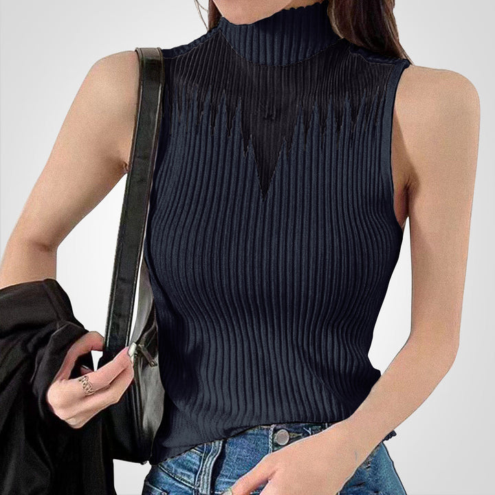 Levoire | Top En Tricot Transparent Court, Avec Décolleté Noir Une taille