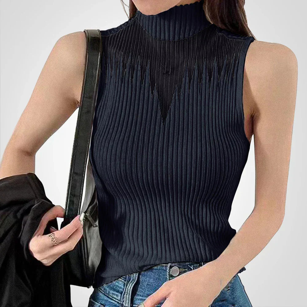 Levoire | Top Dos Nuque Satin Noir Une taille