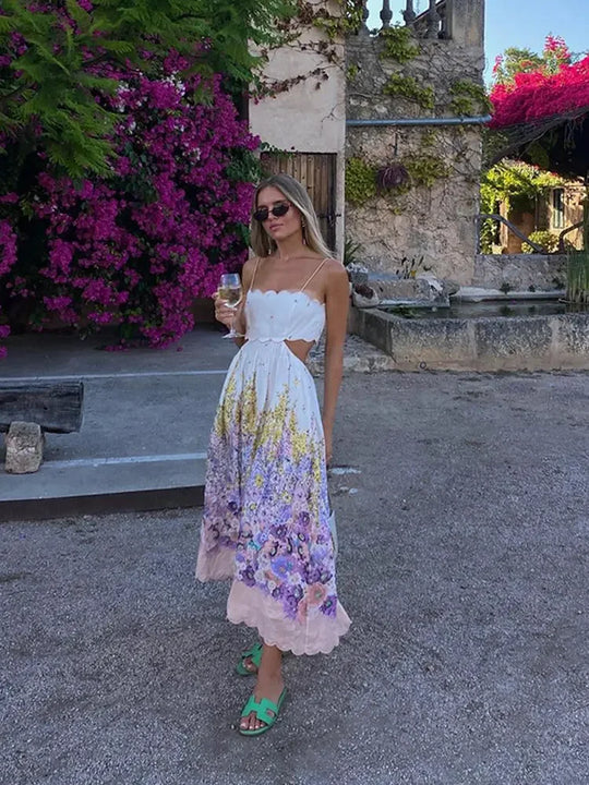 Levoire | Élégante Robe À Fleurs Avec Col Halter