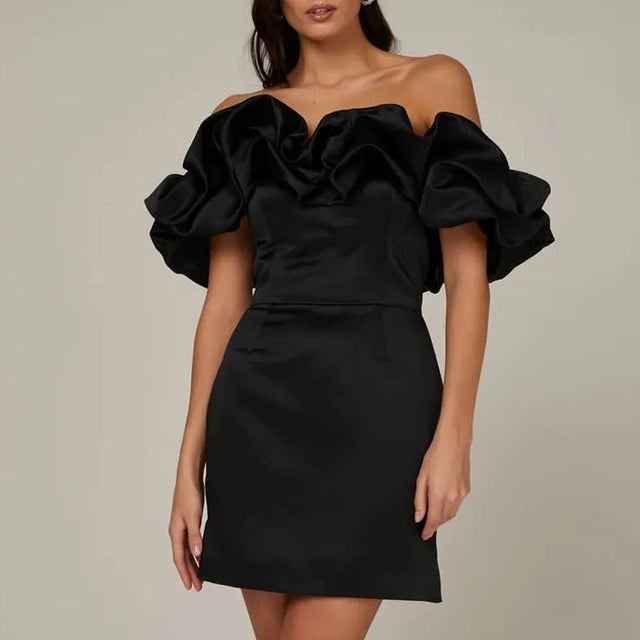 Levoire | Robe À Épaules Satinées Noir