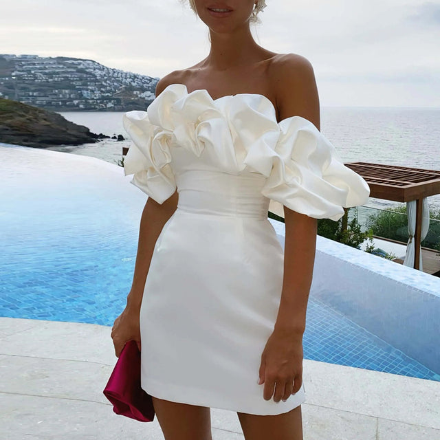 Levoire | Robe À Épaules Satinées Blanc