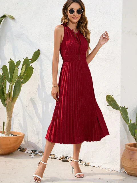 Levoire | Robe Plissée Longue Sans Manches Rot