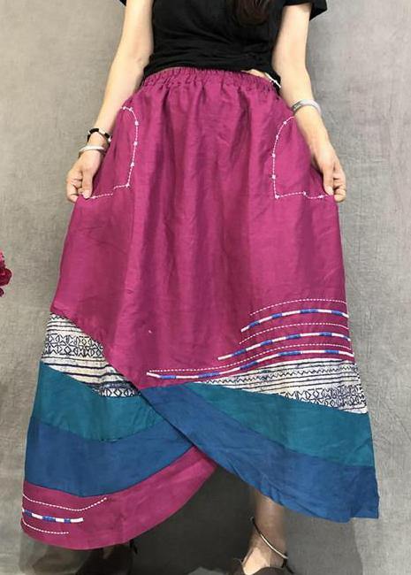 Levoire | Vintage Été Jupe En Lin Légère Respirante Couleur Coordonnée Décontractée Jupe Irrégulière