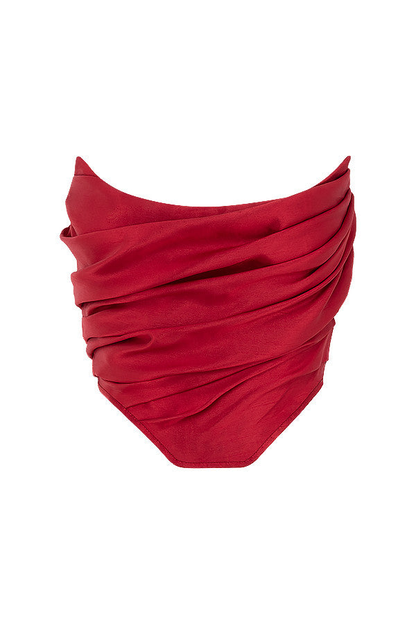 Levoire | Élégant Rouge Drapé Taffetas Corset