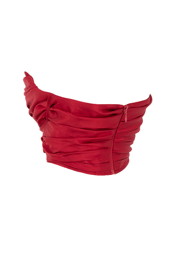 Levoire | Élégant Rouge Drapé Taffetas Corset