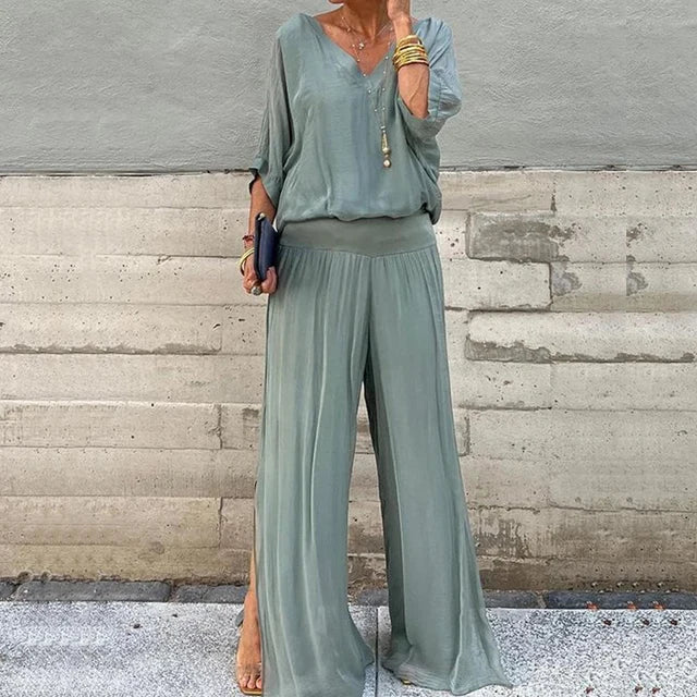 Levoire | Ensemble élégant en deux pièces en chiffon Vert menthe