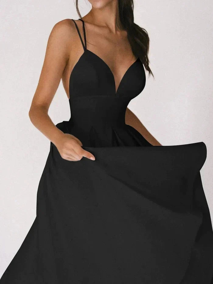 Levoire | Dos Ouvert V Neckline Ceinture Midi Robe