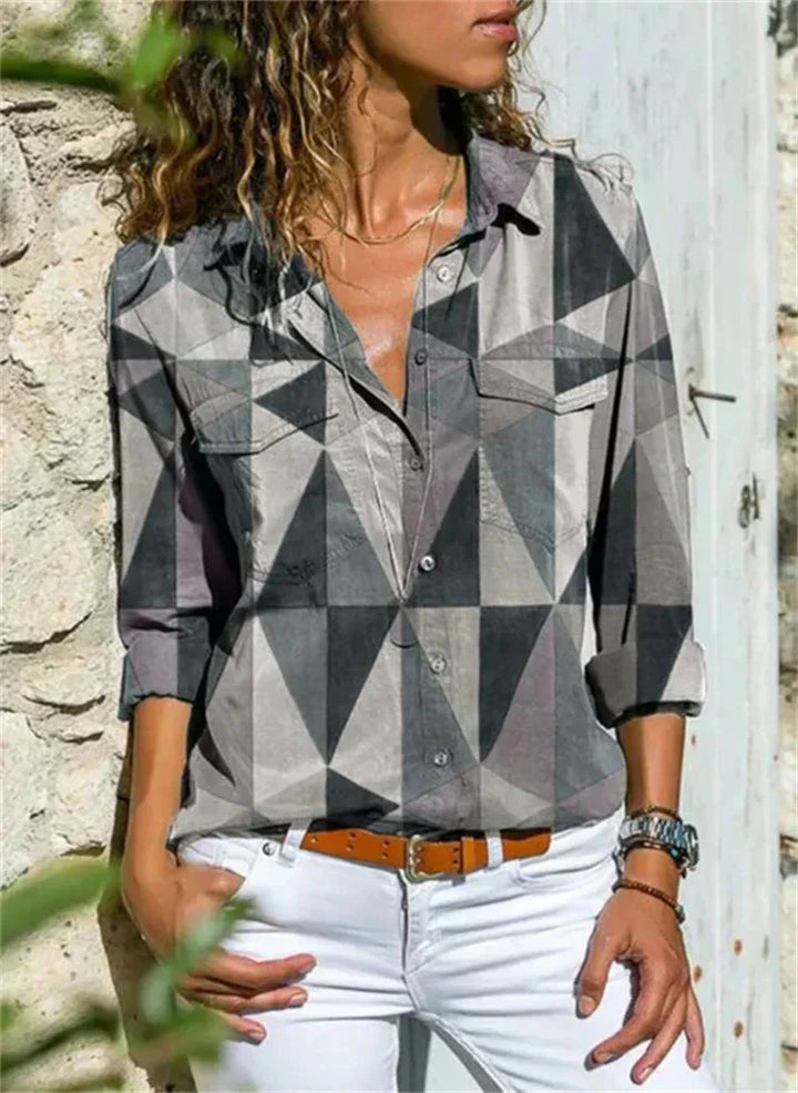 Levoire | Blouse D'Été À Imprimé Géométrique Pour Femmes Gris