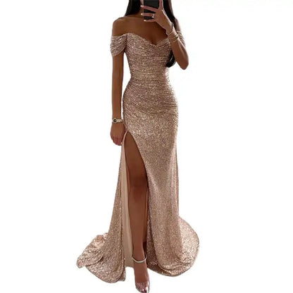 Levoire | Robe De Soirée Élégante À Décolleté En V Champagne