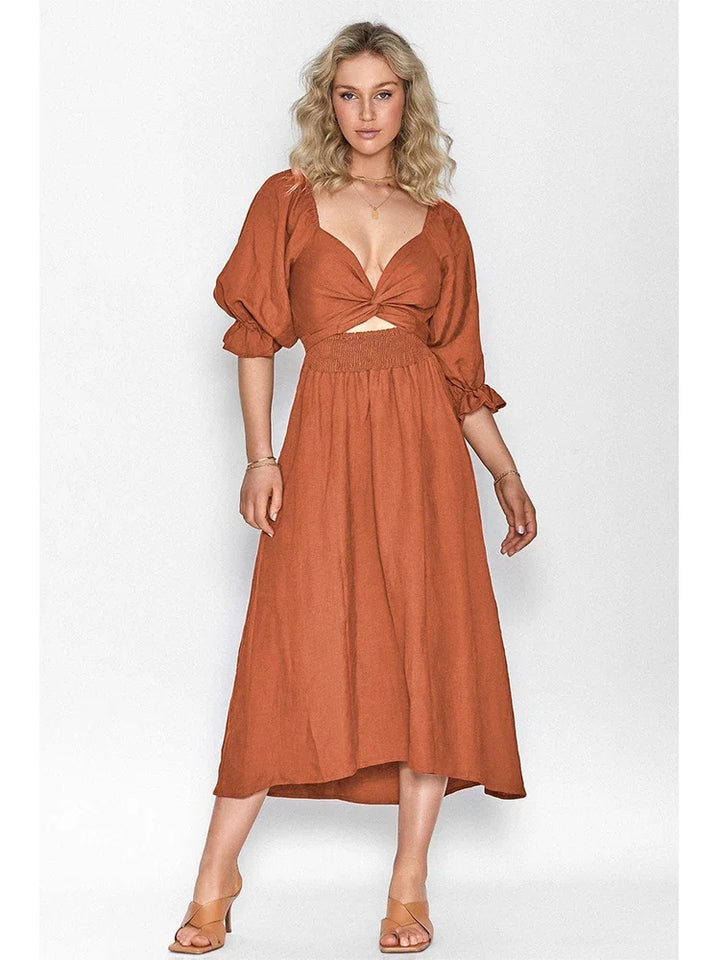 Levoire | Robe Française Avec Manches Volantes Rot