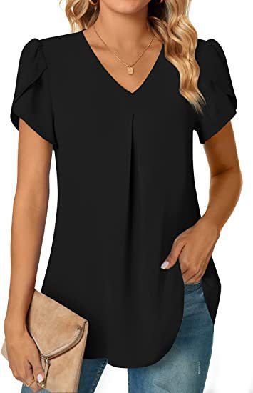 Levoire | T-Shirt Pour Femmes Décontracté Avec Col En V Noir