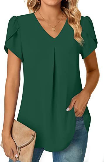 Levoire | T-Shirt Pour Femmes Décontracté Avec Col En V Vert