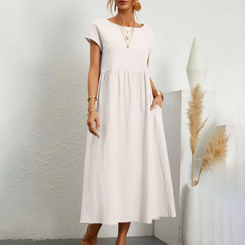 Levoire | Robe En Lin Élégante Et Confortable Avec Encolure O