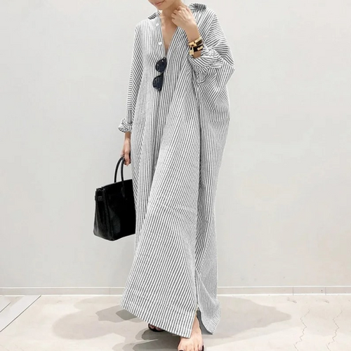 Levoire | Robe Chemise Élégante Rayée Avec Boutons