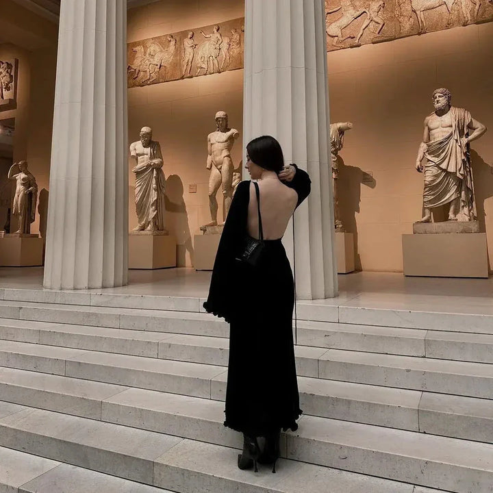 Levoire | Robe Élégante En Tricot Dos Nu Noir