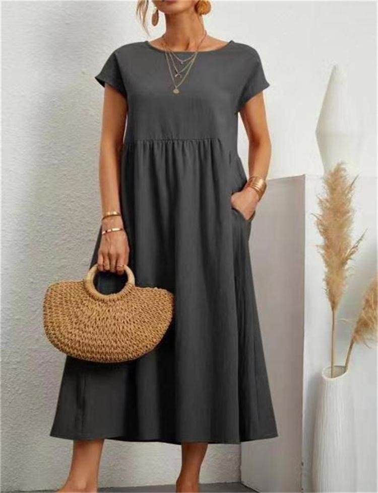 Levoire | Robe D'Été Élégante À Coupe Décontractée Gris foncé