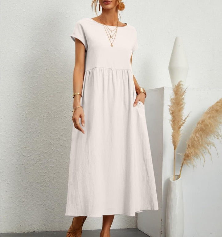 Levoire | Robe D'Été Élégante À Coupe Décontractée Blanc