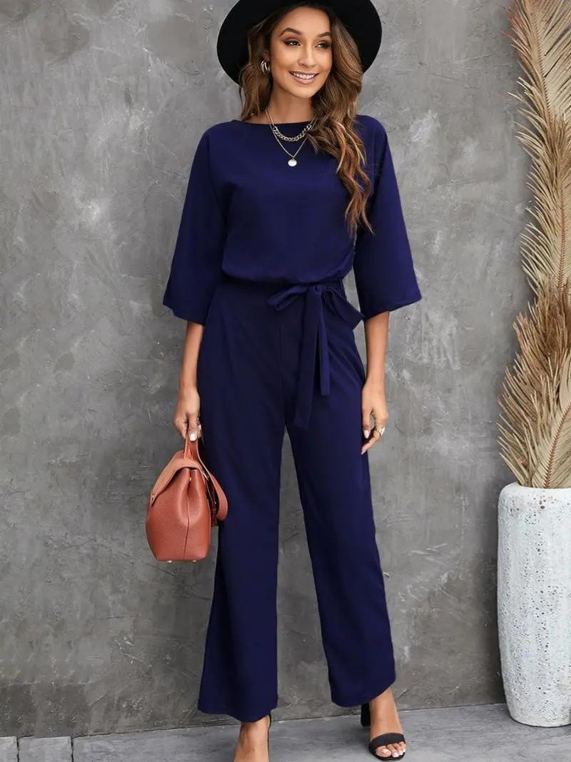 Levoire | Combinaison Élégante Avec Ceinture Pour Femmes Bleu