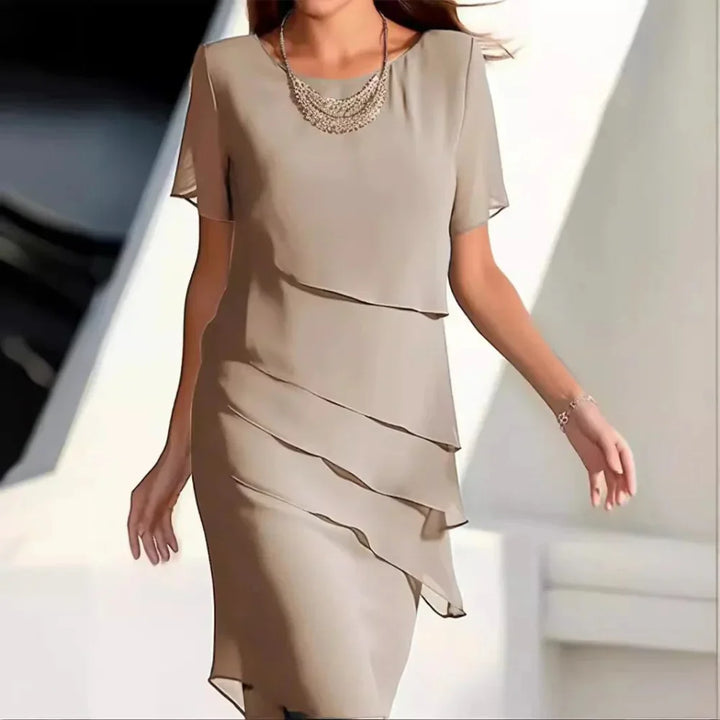 Levoire | Robe Midi Chiffon Luxe Chameau