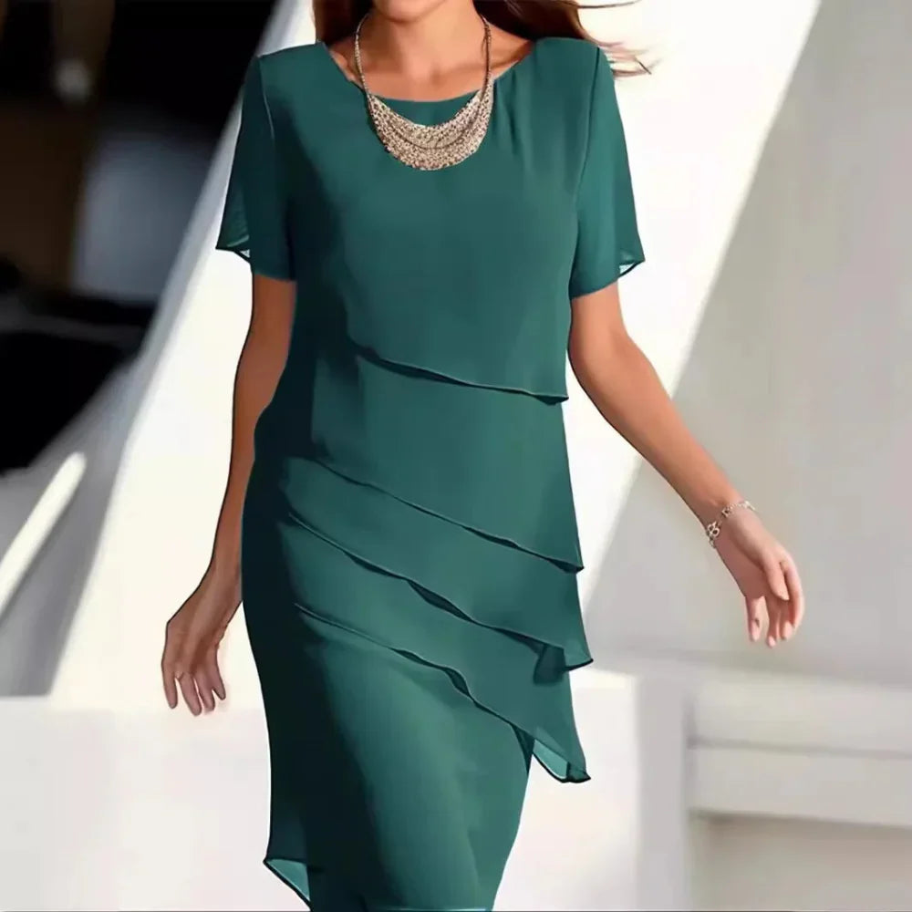 Levoire | Robe Midi Chiffon Luxe Vert